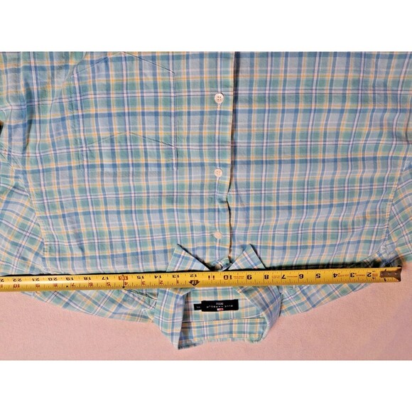 Blue Harbor Summer Cotton blend Short Sleeve Shirt XL Blue/yellow plaid. - Picture 3 of 7